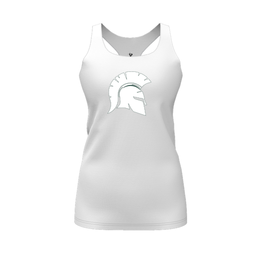 [CUS-DFW-RCBK-PER-WHT-FYS-LOGO1] Racerback Tank Top (Female Youth S, White, Logo 1)