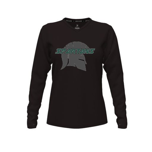 [CUS-DFW-TEES-CMF-VNK-LSL-BLK-FYXS-LOGO3] Comfort T-Shirt (Female Youth XS, Black, V Neck, Logo 3, Long Sleeve)