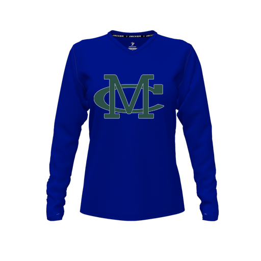 [CUS-DFW-TEES-CMF-VNK-LSL-RYL-FYXS-LOGO2] Comfort T-Shirt (Female Youth XS, Royal, V Neck, Logo 2, Long Sleeve)