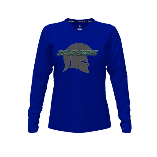 [FTLVCFRY-FYXS-LOGO3] Decker Comfort T-Shirt (Female Youth XS, Royal, V Neck, Logo 3, Long Sleeve)