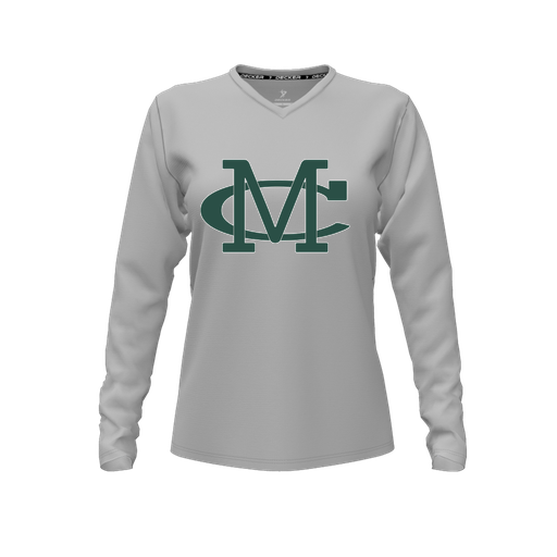 [CUS-DFW-TEES-CMF-VNK-LSL-GRY-FYXS-LOGO2] Comfort T-Shirt (Female Youth XS, Gray, V Neck, Logo 2, Long Sleeve)