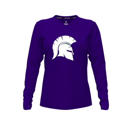 [CUS-DFW-TEES-CMF-VNK-LSL-PUR-FYXS-LOGO1] Comfort T-Shirt (Female Youth XS, Purple, V Neck, Logo 1, Long Sleeve)