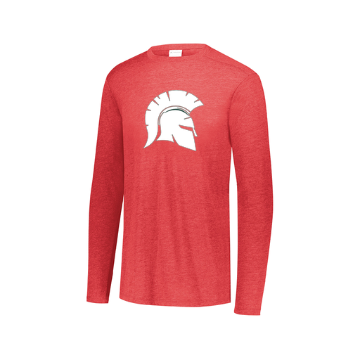 [FTLCUBRD-AXS-LOGO1] Decker Men's Tri-Blend T-Shirt - Long Sleeve (Adult XS, Red, Logo 1)