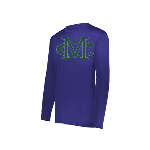 [222823.747.S-LOGO2] Youth LS Smooth Sport Shirt (Youth S, Purple, Logo 2)