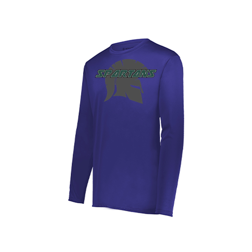 [222823.747.S-LOGO3] Youth LS Smooth Sport Shirt (Youth S, Purple, Logo 3)