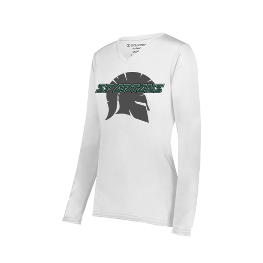 [222824.005.S-LOGO3] Ladies LS Smooth Sport Shirt (Female Adult S, White, Logo 3)