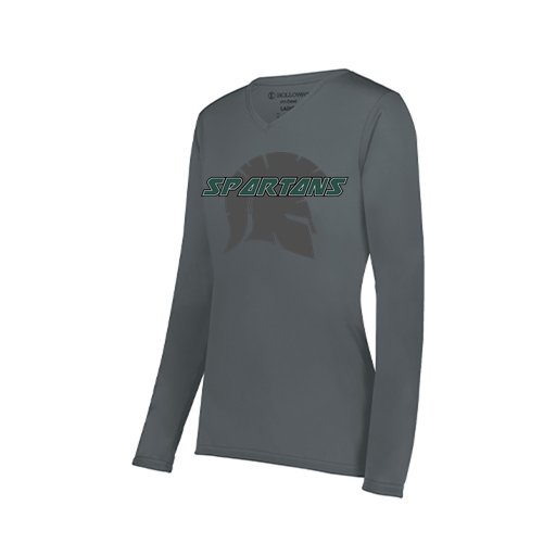 [222824.059.S-LOGO3] Ladies LS Smooth Sport Shirt (Female Adult S, Gray, Logo 3)