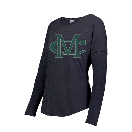 [FTLCUBNV-FAXS-LOGO2] Decker Women's Tri-Blend T-Shirt - Long Sleeve (Female Adult XS, Navy, Logo 2)